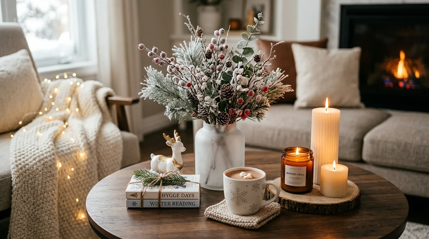 Use curtains and textiles to soften the edges of the room inspiration for a winter living room.